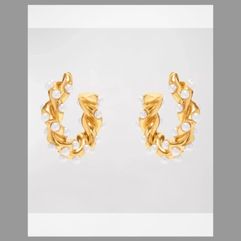 Oscar de la Renta Small Rope Hoop Earrings for Pierced Ears